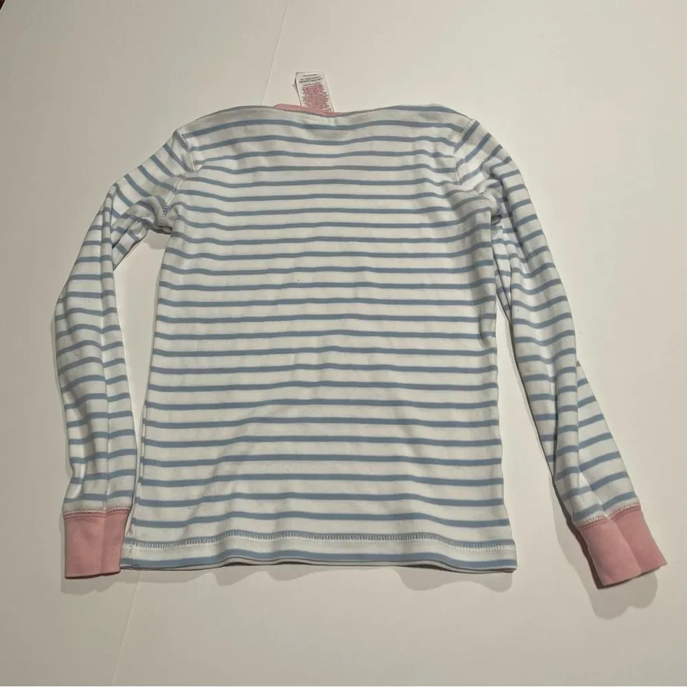 Mini Boden White Striped Long Sleeve Pajama Shirt